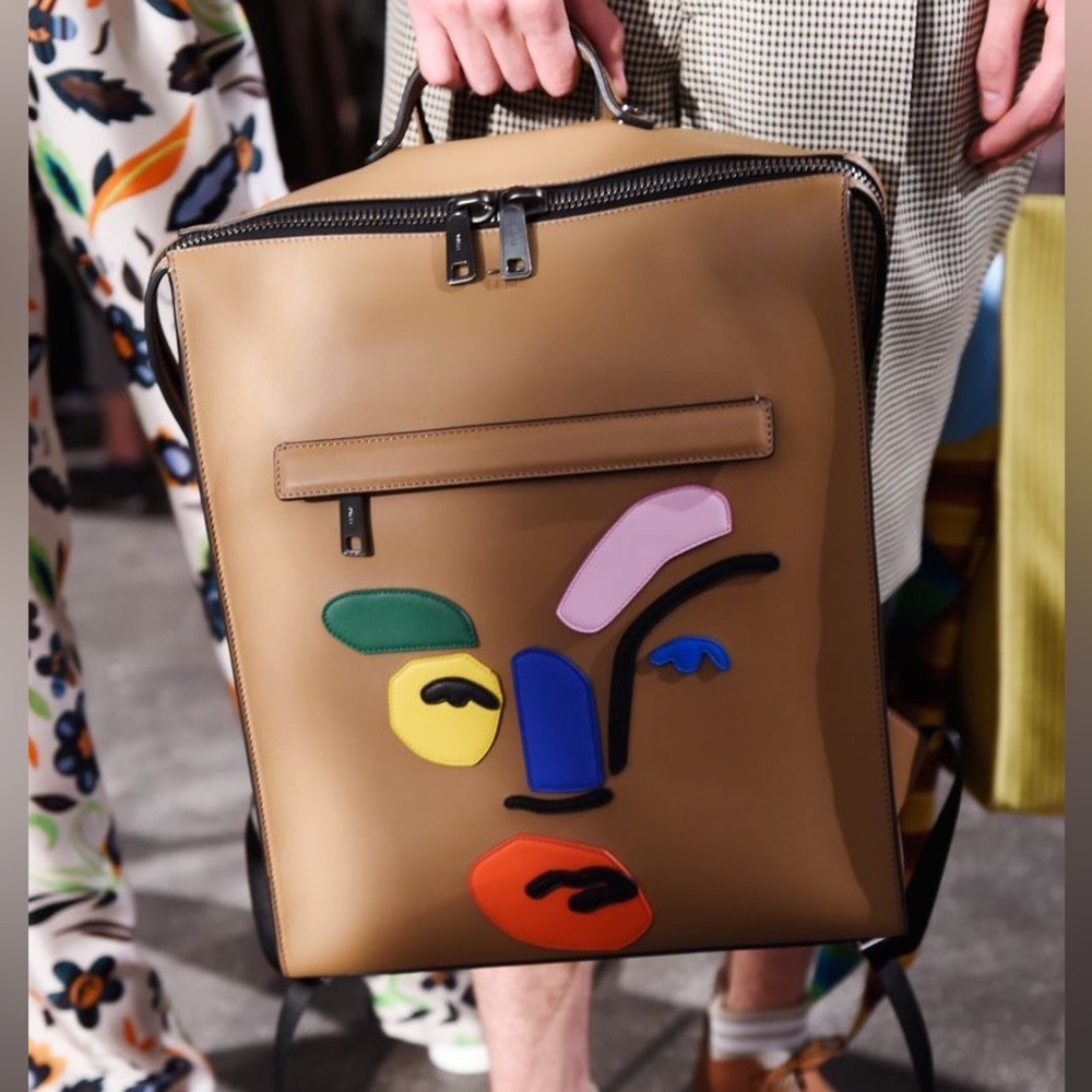 Leather Backpack Purse Asymmetrical Face Fendi